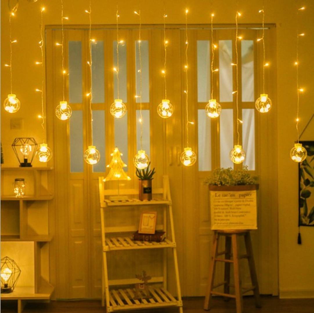 12 Wish Balls 108 LED Wish Balls Window Curtain String Lights with 8 Flashing Modes (Warm White)