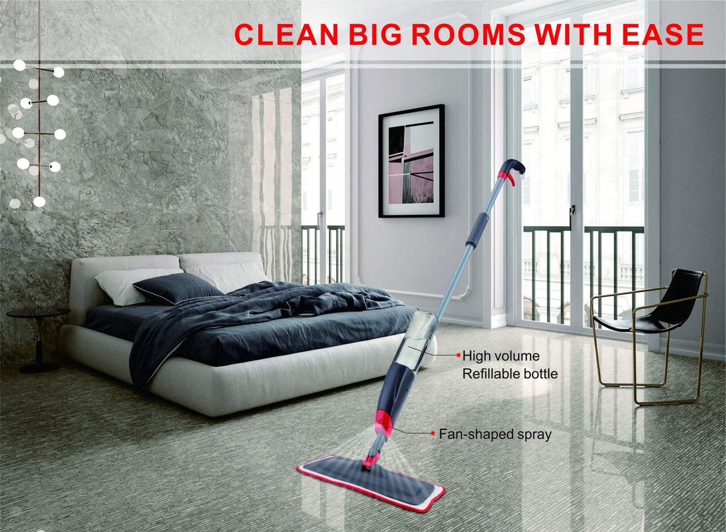 Spray Mop With Removable Washable Cleaning Pad And Integrated Water Spray Mechanism (Multicolor) askddeal.com